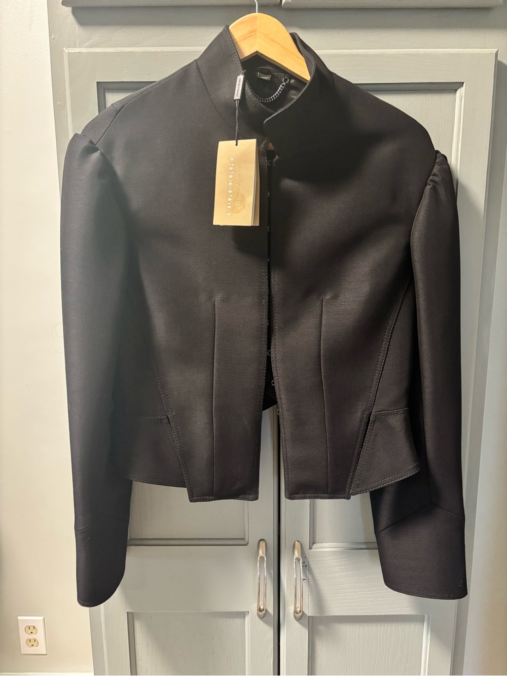 Burberry Black Cropped Stand-Collar Zip Jacket